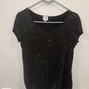 Armani Collezioni Black Sparkle Short Sleeve Top